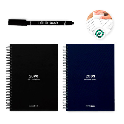 STARTER KIT INFINITE PLANNER A5. Kit composto um Infinite Diary, kit de limpeza, marcador e suporte de marcador
